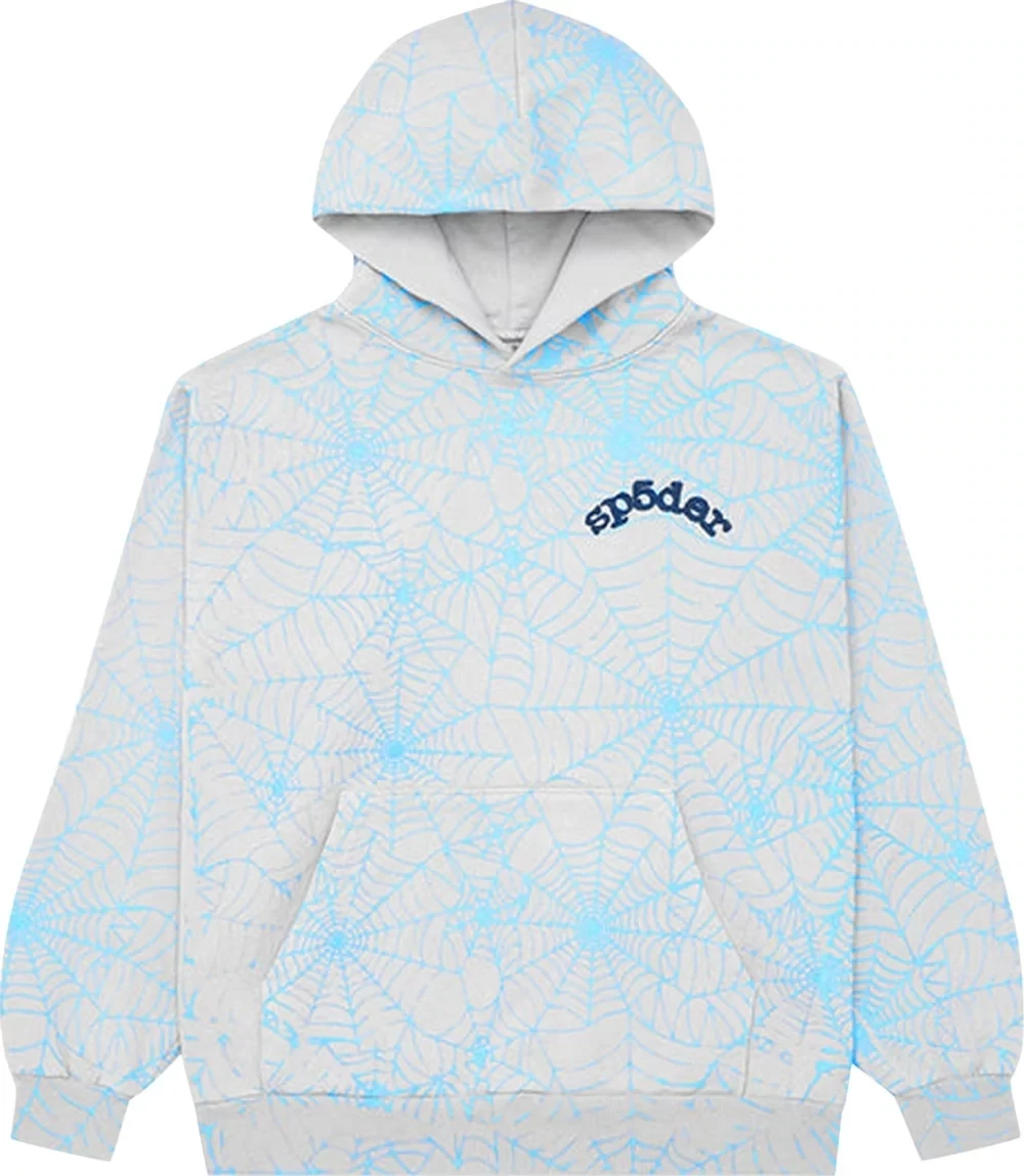 SP5DER OG WEB GREY/BLUE HOODIE