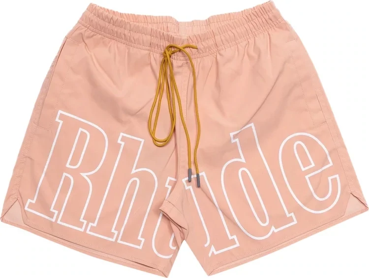 RHUDE LOGO SWIM TRUNK SALMON PINK