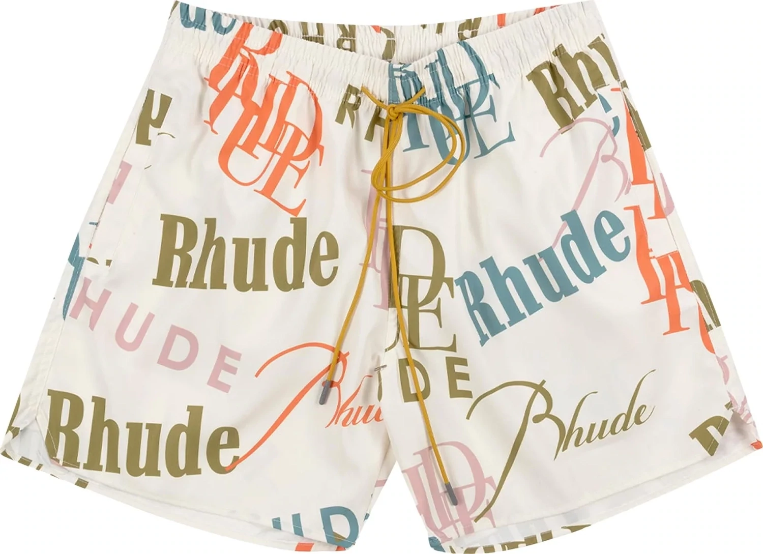 RHUDE MASH UP LOGO SWIM SHORT CREAM