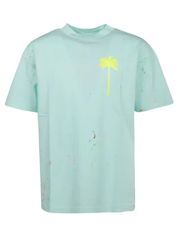 PALM ANGELS PXP PAINTED CLASSIC TEE SEAFOAM/YELLOW