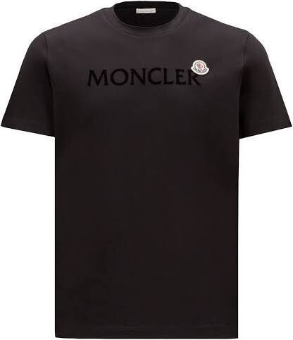MONCLER BLACK LOGO PRINTED CREWNECK TEE