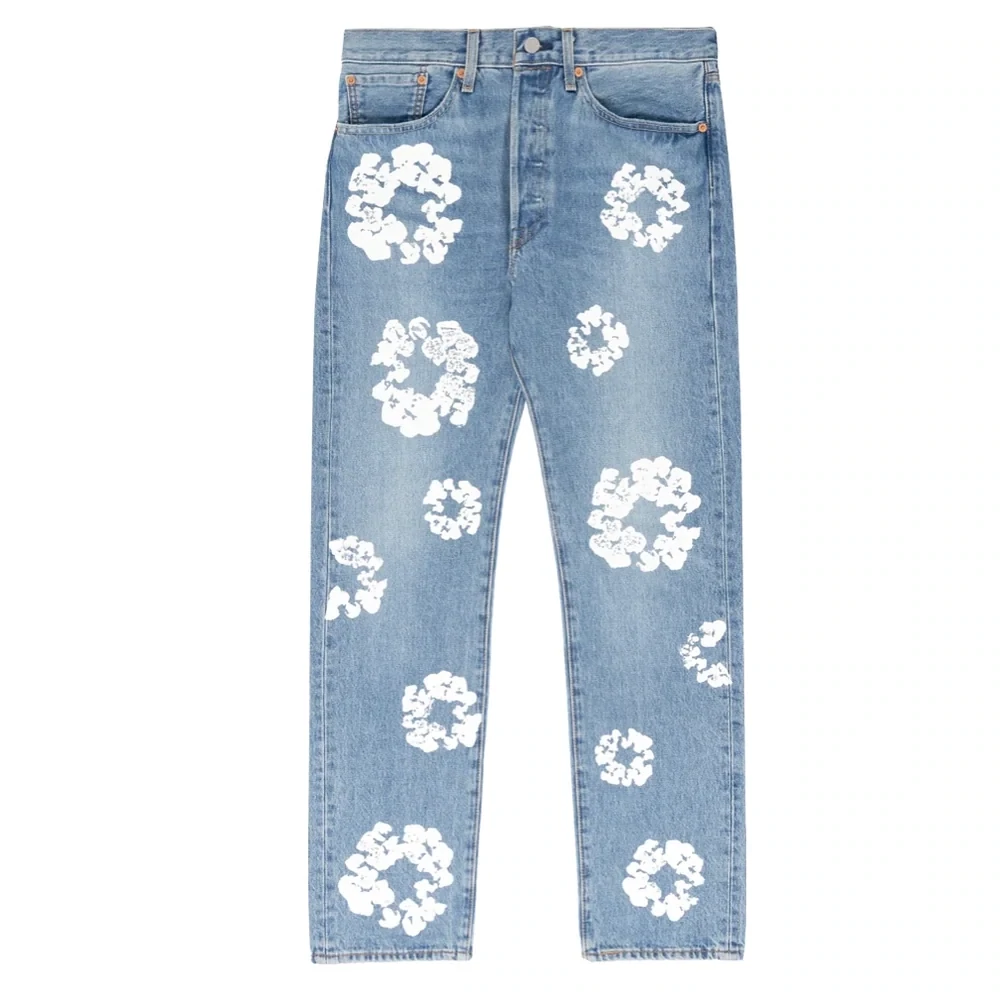 DENIM TEAR COTTON WREATH JEAN LIGHT WASH