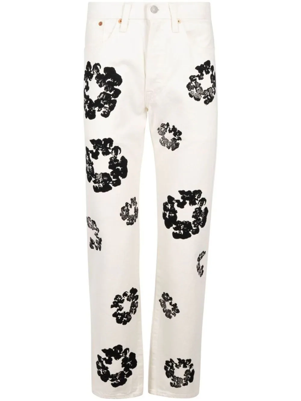 DENIM TEAR COTTON WREATH JEAN WHITE
