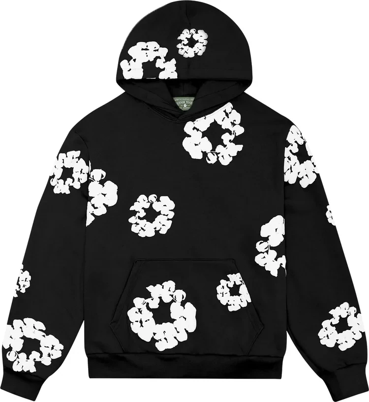 DENIM TEAR THE COTTON WREATH HOODIE BLACK