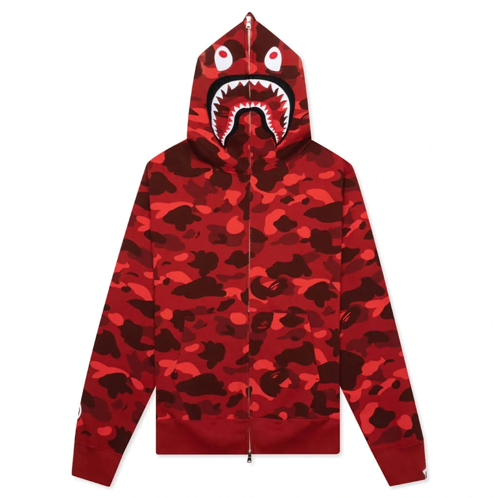 BAPE COLOR CAMO SHARK FULL ZIP HOODIE RED