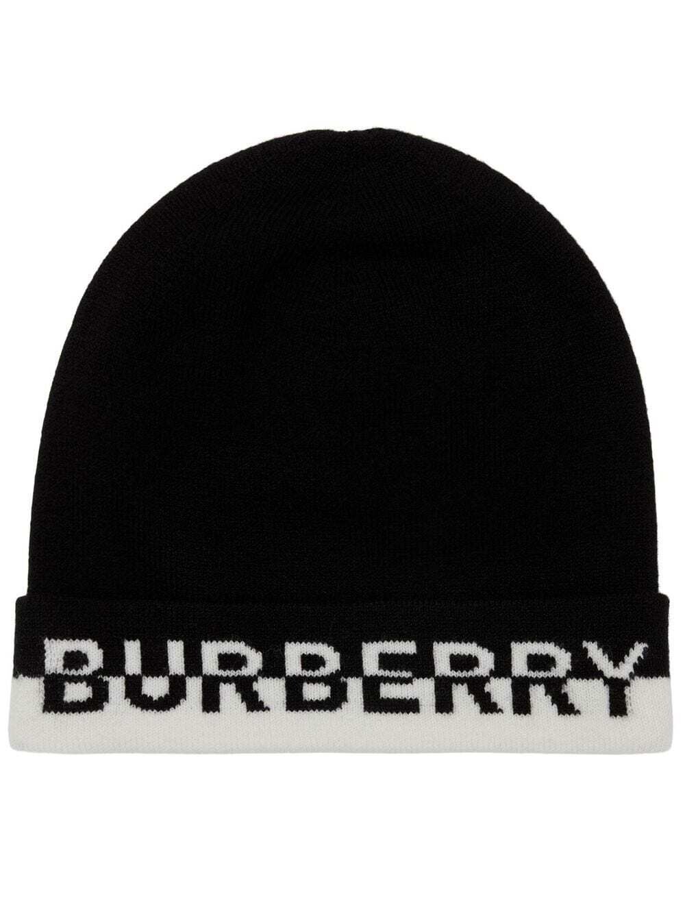 BURBERRY BEANIE BLK/WHT O/S*