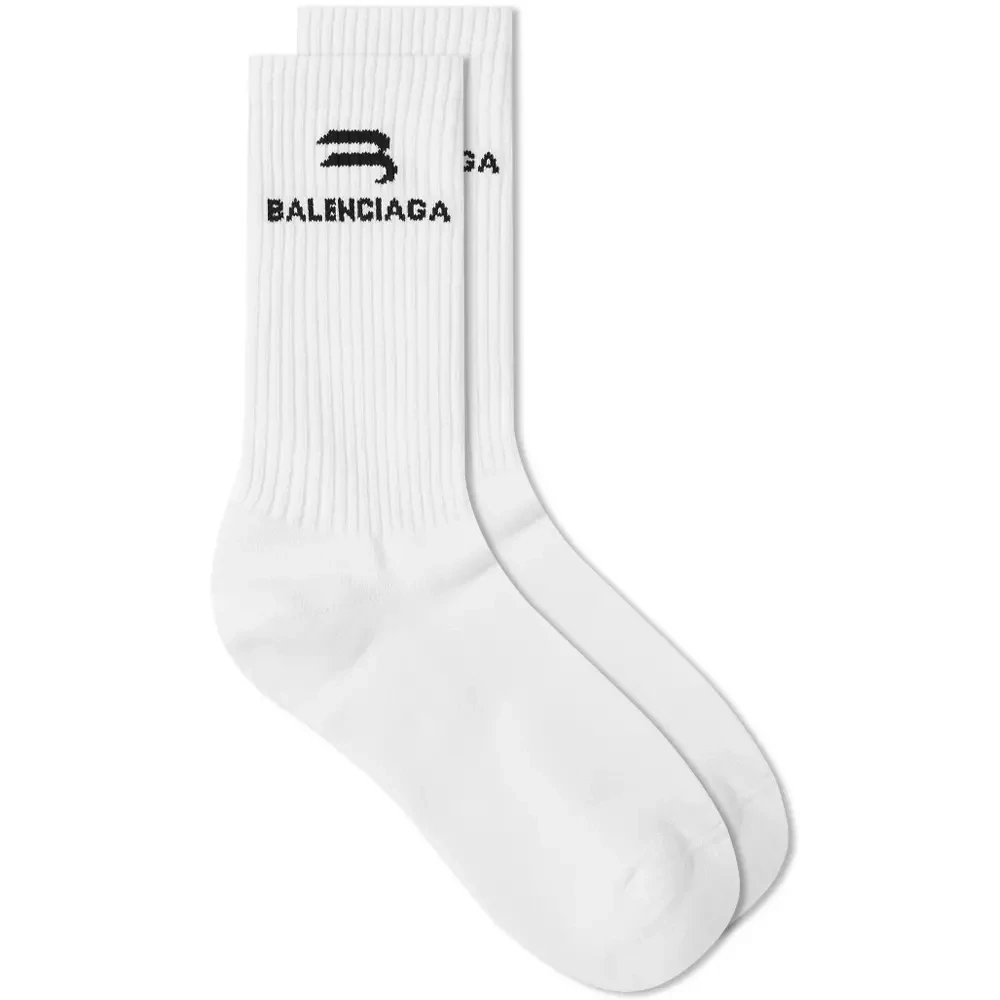 BALENCIAGA B LOGO SOCKS WHITE