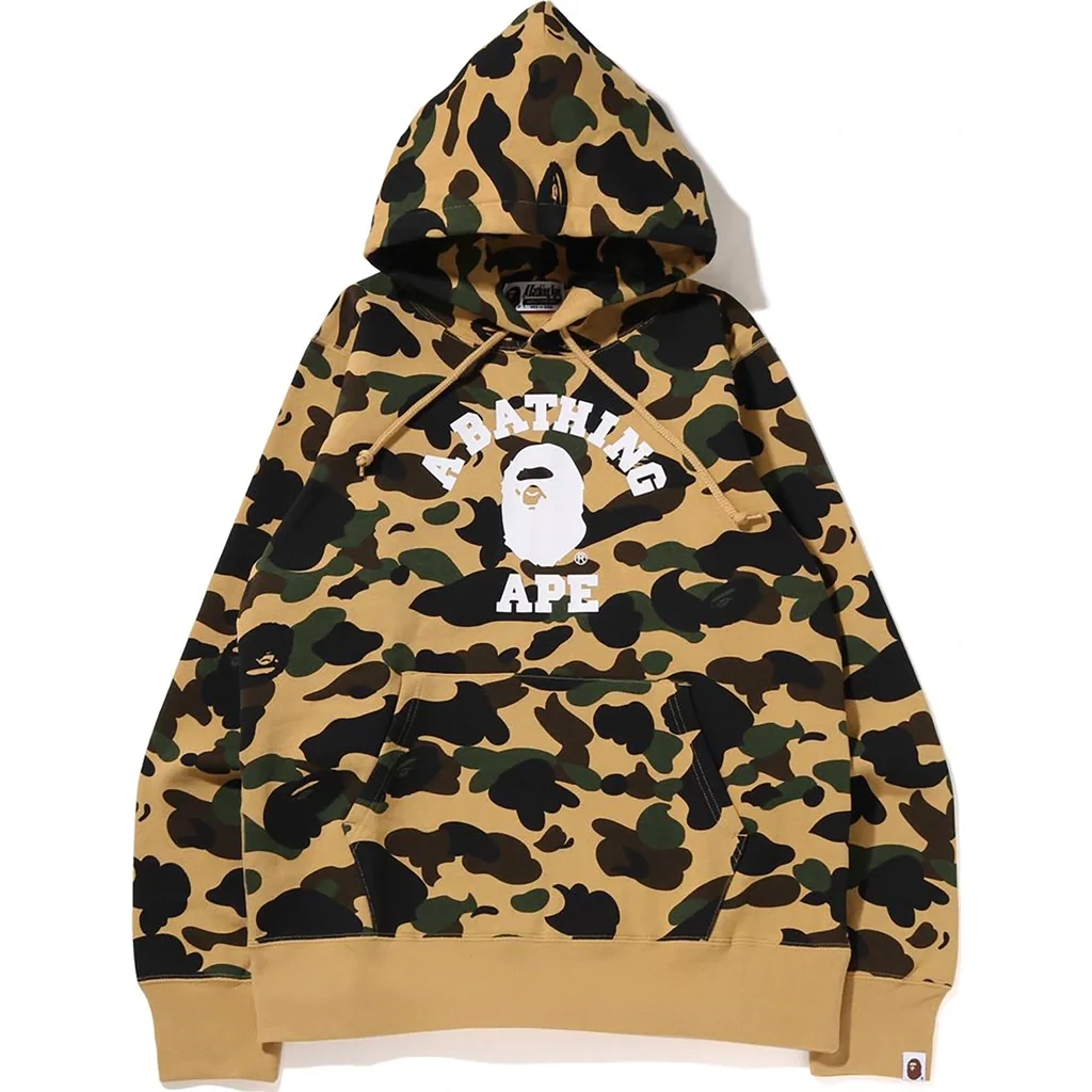 BAPE YELLOW COLLEGE CAMO HOODIE