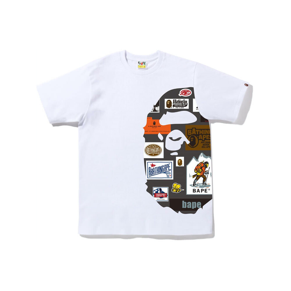 BAPE BIG APE HEAD MULTI LABEL WHITE TEE