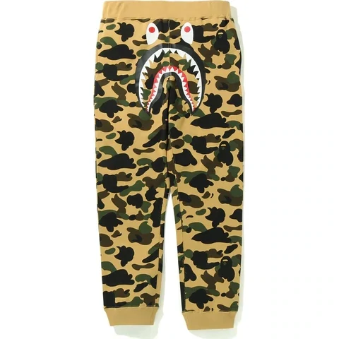 BAPE 1ST CAMO SHARK SLIM FIT SWEAT PANTS YELLOW