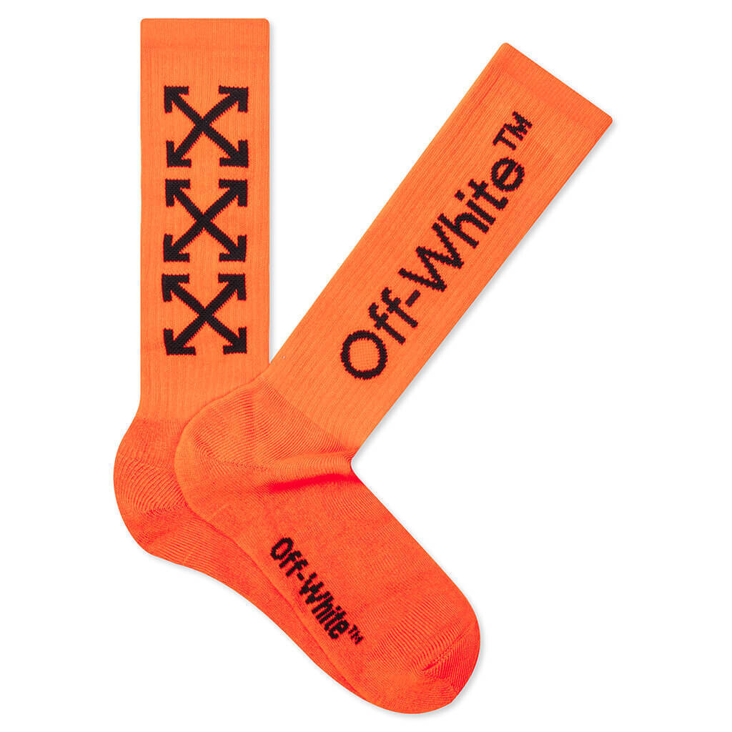 OFF-WHITE ARROW MID LENGTH SOCKS ORG/BLACK