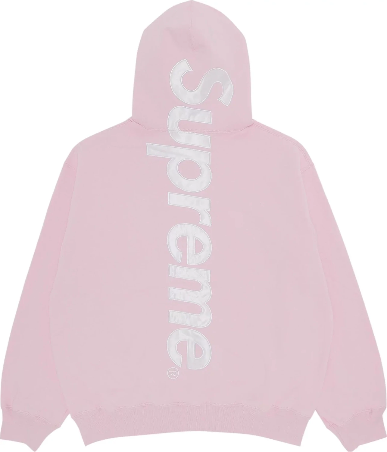 SUPREME SATIN APPLIQUÉ HOODED SWEATSHIRT LIGHT PINK