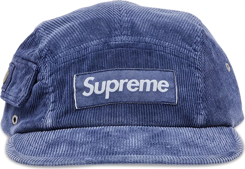 SUPREME CORDUROY POCKET CAMP CAP BLUE