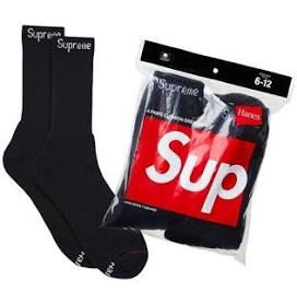 SUPREME 4 PACK CUSHION CREW SOCKS BLACK*