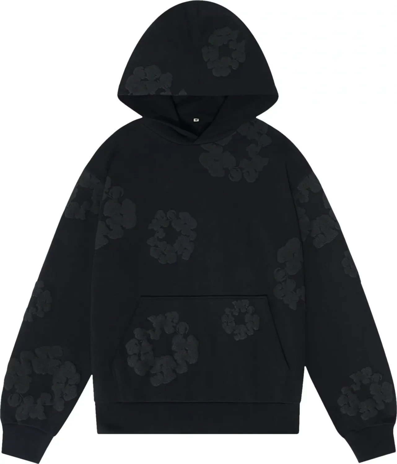 DENIM TEARS THE BLACK MONOCHROME COTTON WREATH HOODIE