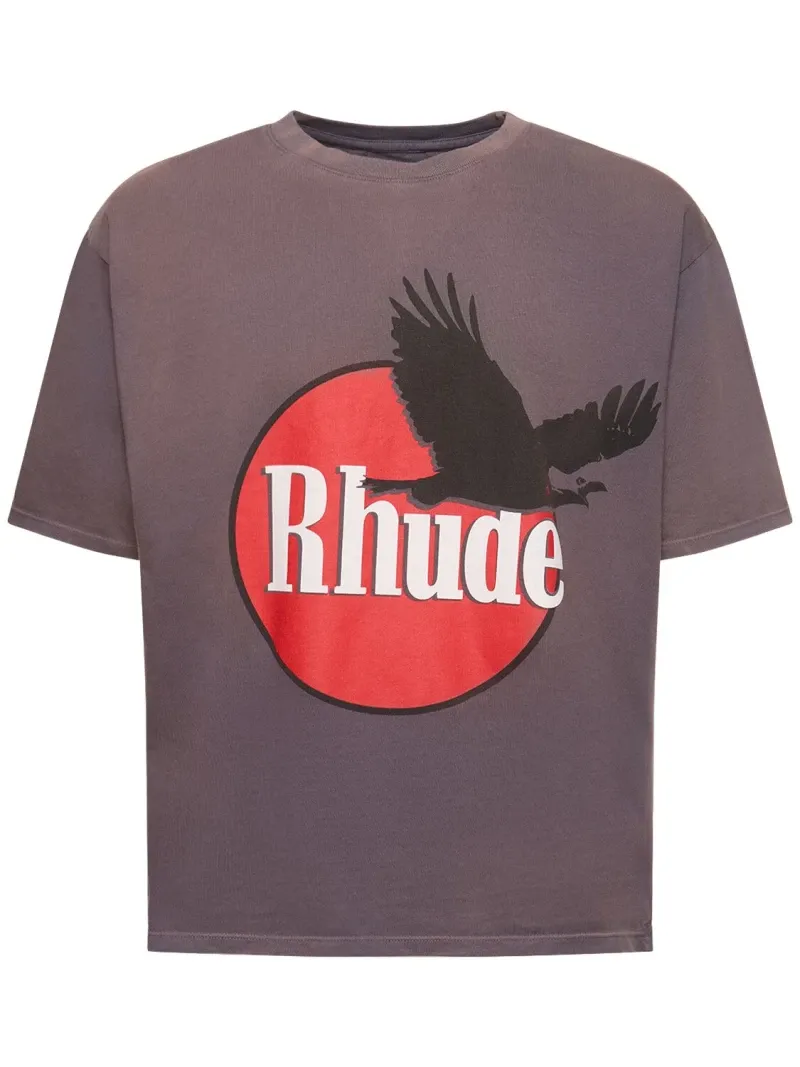 RHUDE VINTAGE GREY LOGO TEE