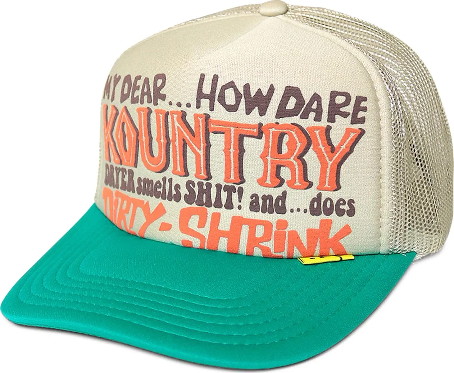 KAPITAL KOUNTRY DIRTY SHRINK TRUCKER CAP - BEIGE/TURQUOISE