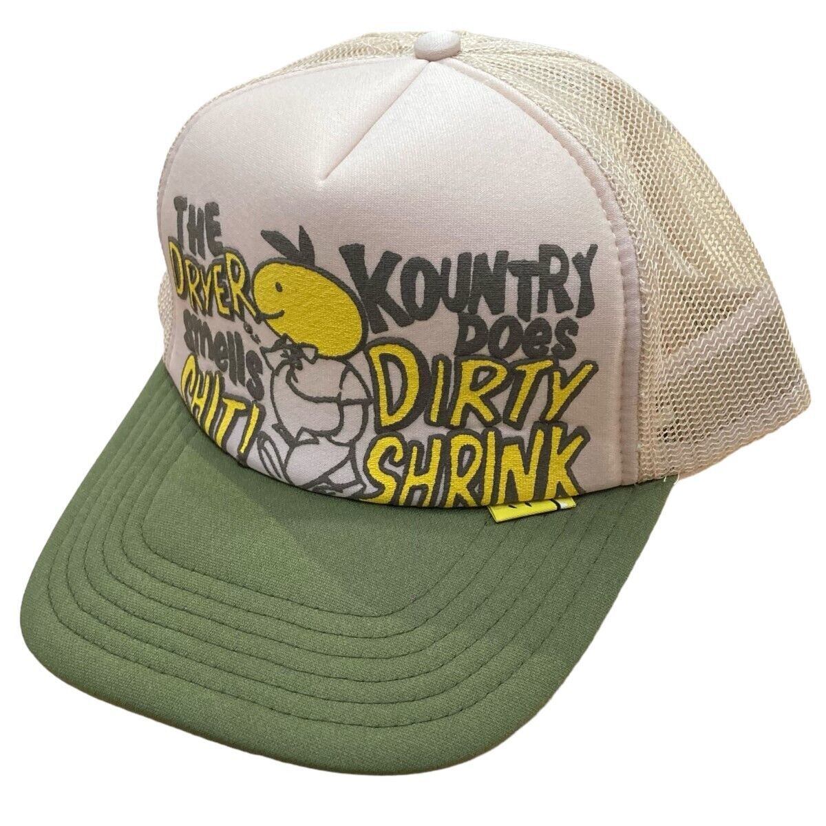 KAPITAL KOUNTRY DIRTY SHRINK CAP CREAM/OLIVE GREEN