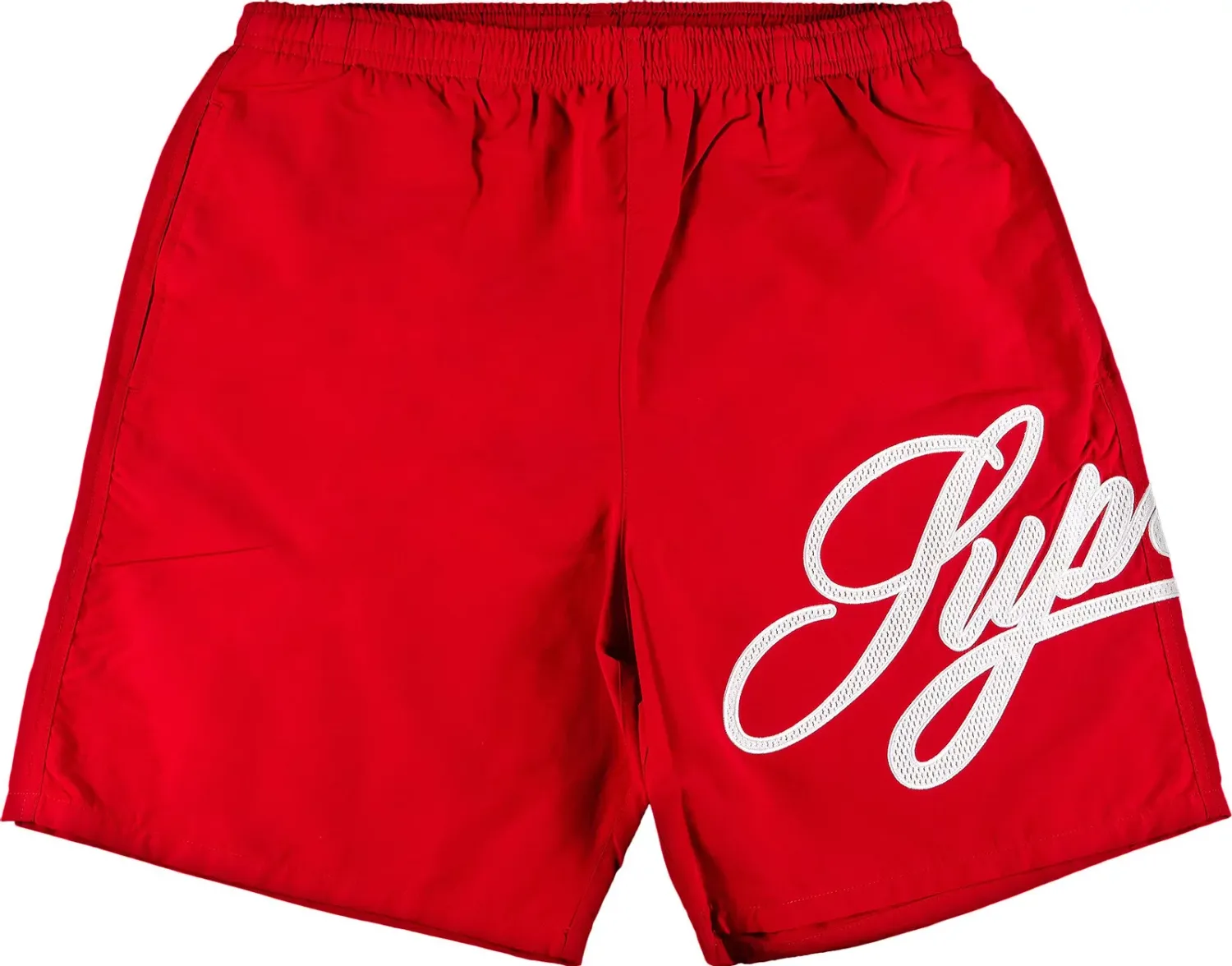 SUPREME MESH SCRIPT WATER SHORT RED