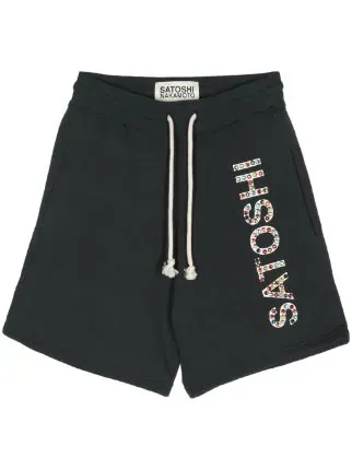 SATOSHI NAKAMOTO STUDDED LOGO SHORTS