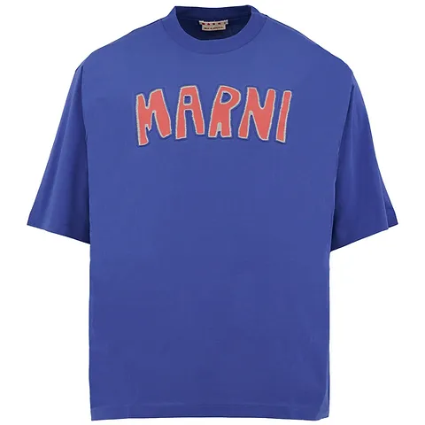 MARNI CUT OUT LOGO TEE NAVY