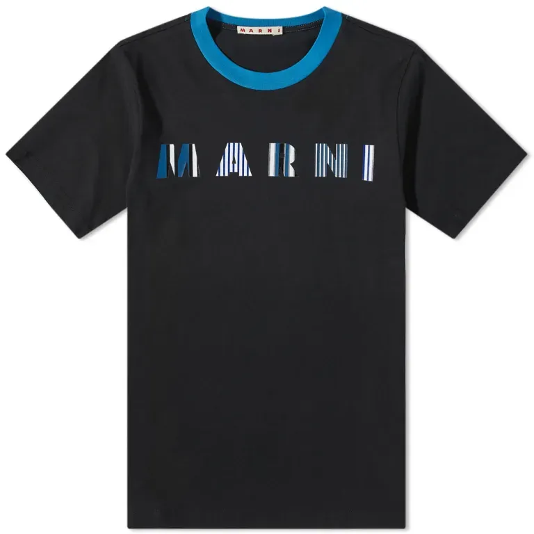 MARNI STRIPE LOGO TEE BLACK