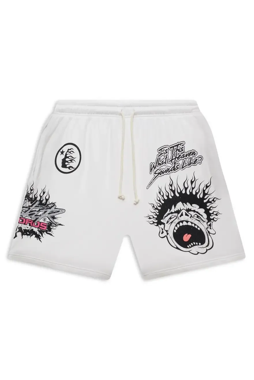HELLSTAR RECORD GLITTER SHORTS WHITE