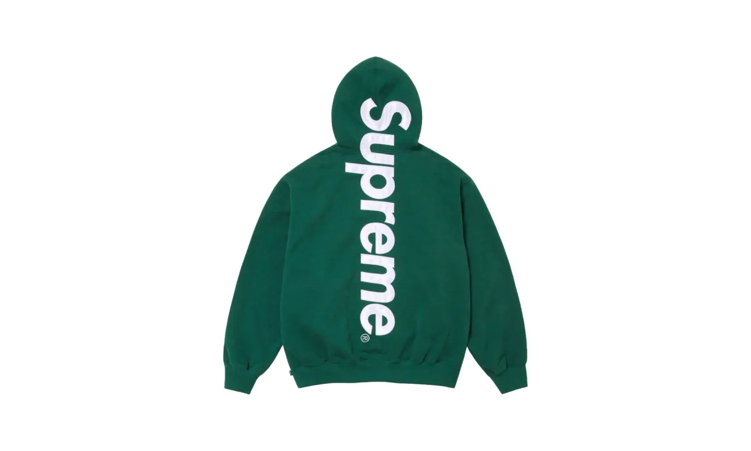 SUPREME SATIN APPLIQUE DARK GREEN HOODED SWEATSHIRT