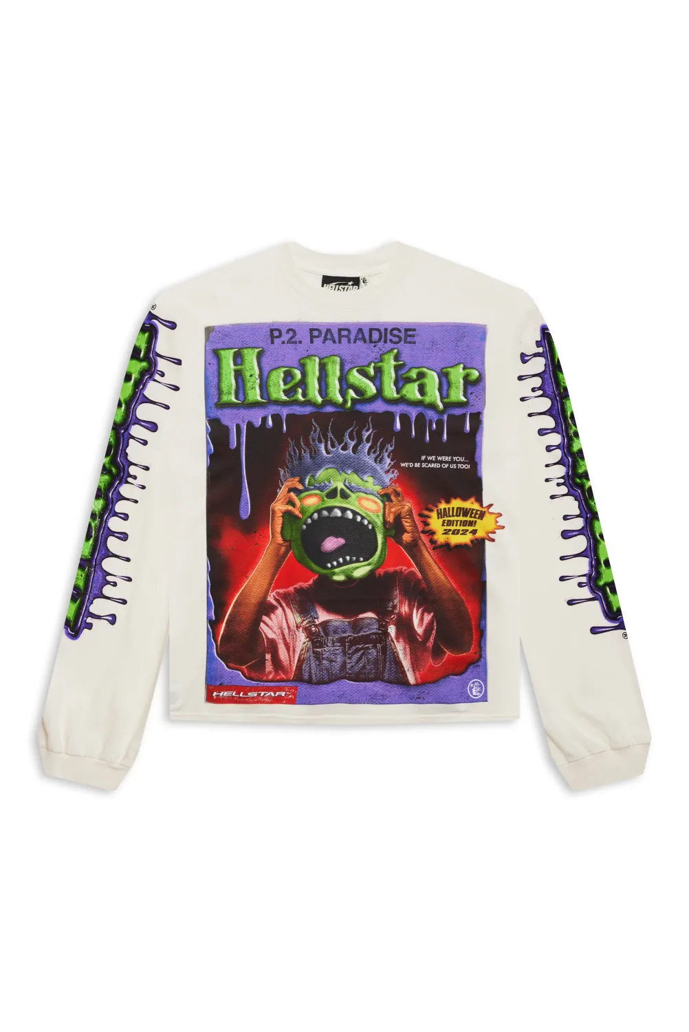 HELLSTAR WHITE HORROR BOOK L/S TEE