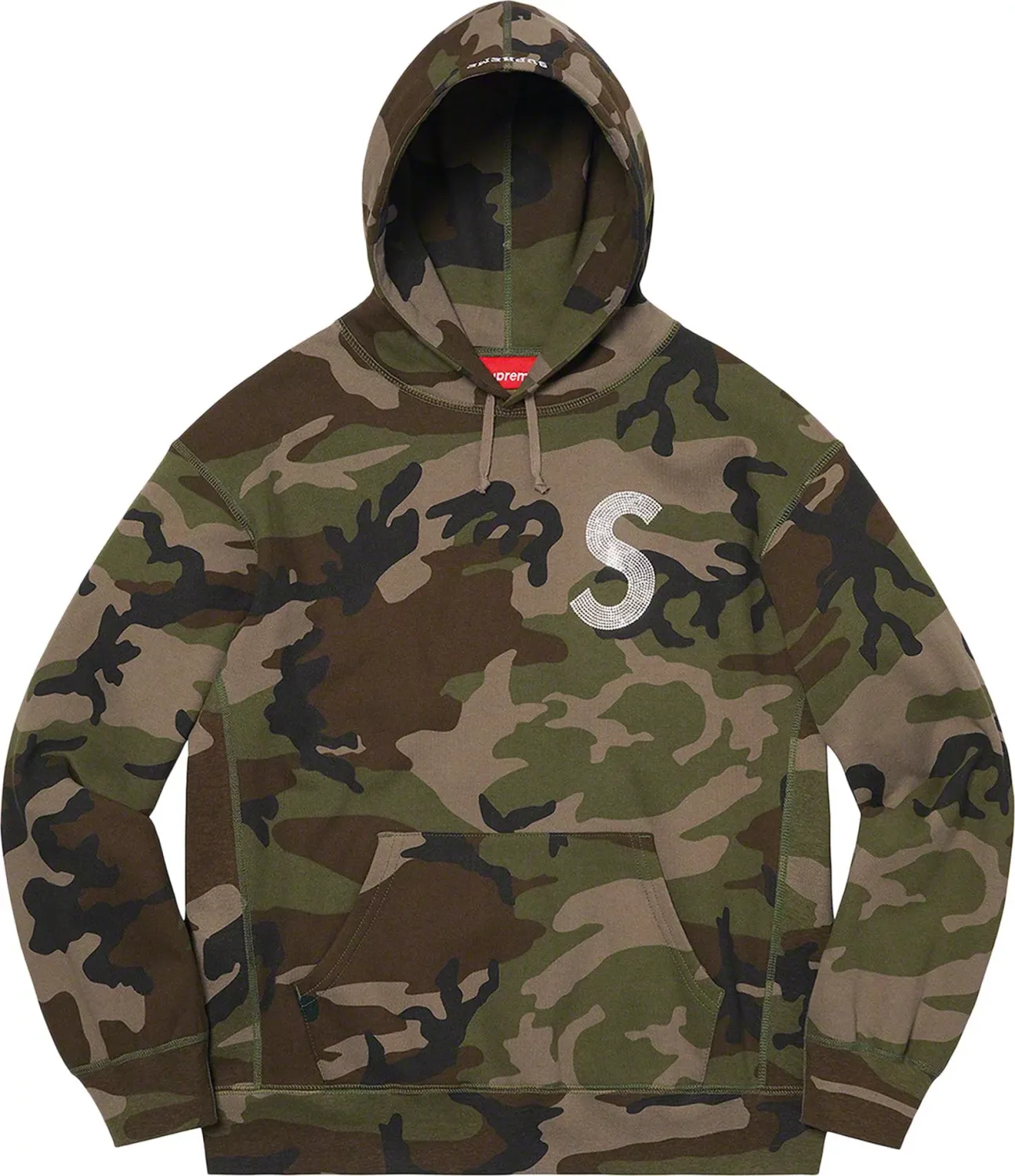 SUPREME SWAROVSKI S LOGO HOOODED SWEATSHIRT WOODLAND CAMO