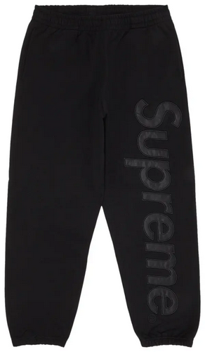 SUPREME SATIN APPLIQUE SWEATS BLACK