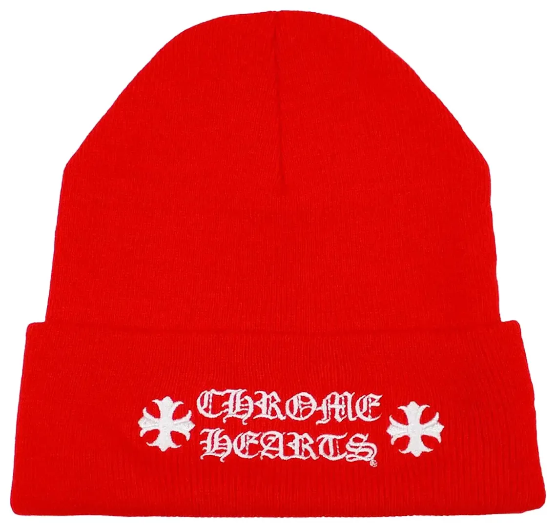CHROME HEARTS LOGO RED BEANIE