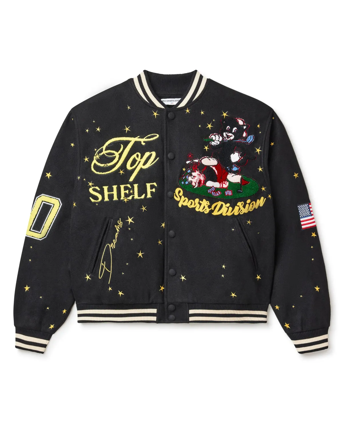 VALE MOON VARSITY BLACK JACKET