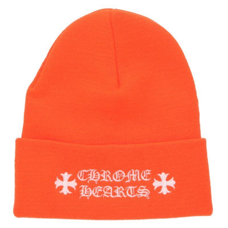 CHROME HEARTS ORANGE SCRIPT BEANIE