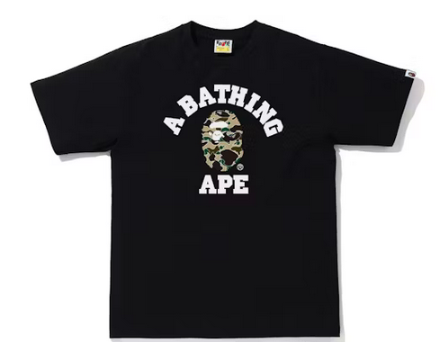 BAPESTA CAMO COLLEGE TEE  BLACK/TAN/GREEN