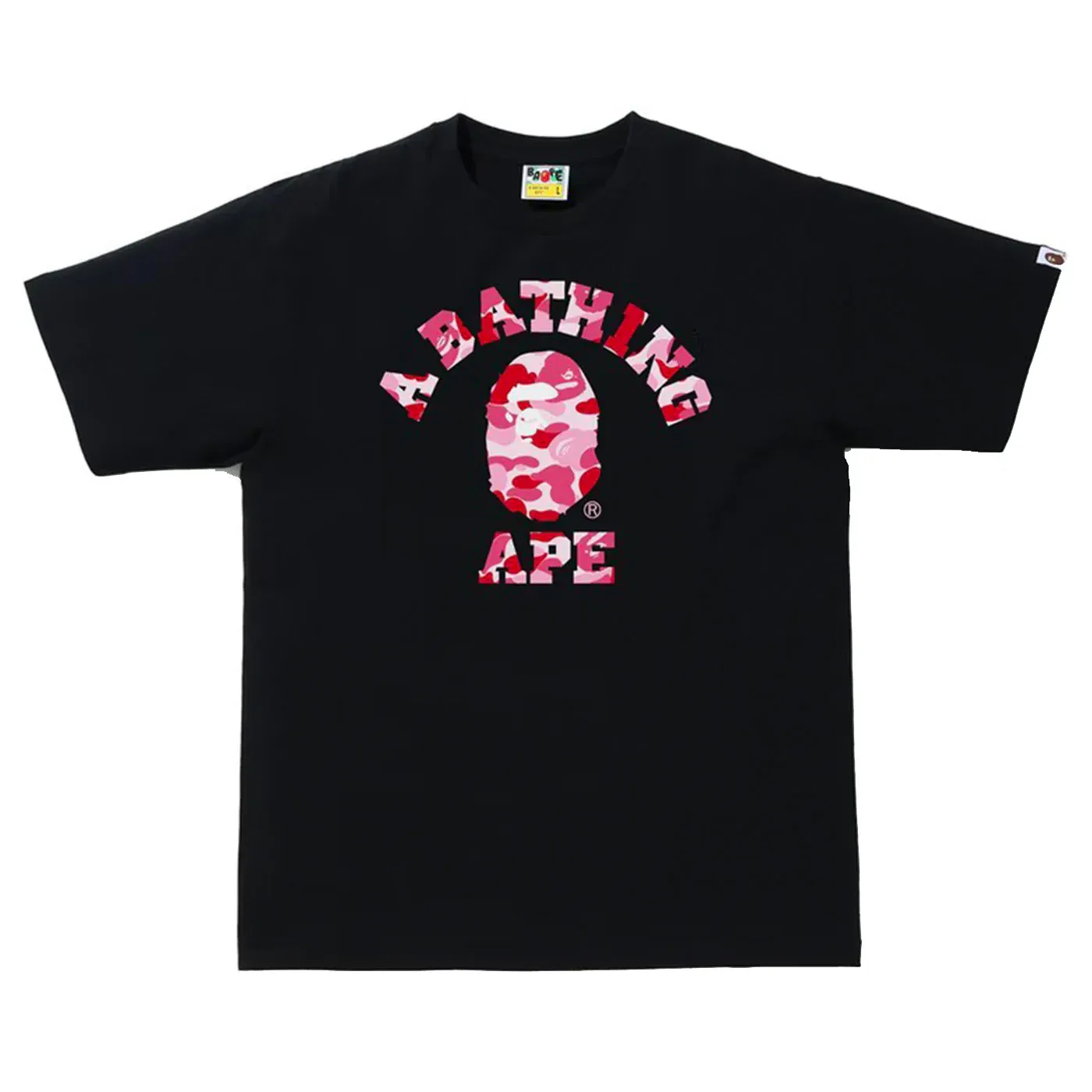 BAPE PINK CAMO COLLEGE TEE BLACK