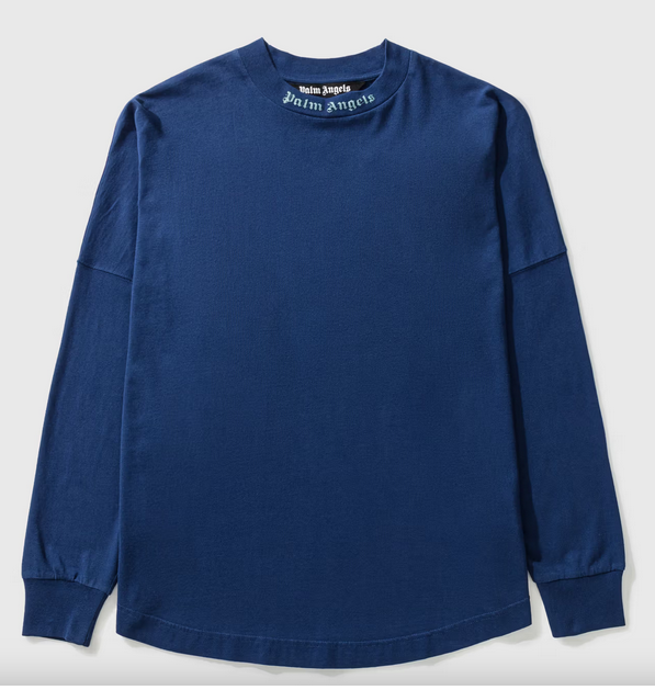 PALM ANGELS LOGO DROP SHOULDER NAVY L/S