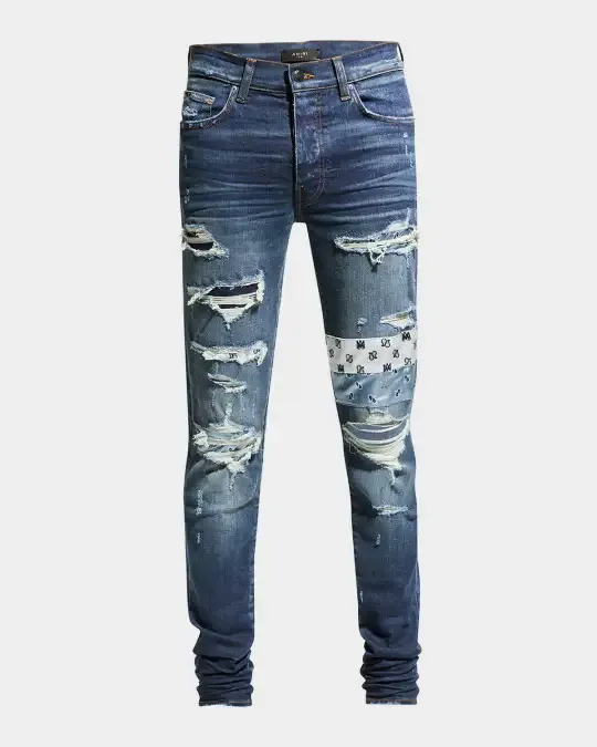 AMIRI PAISLEY PATCH BLUE JEANS