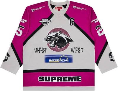 SUPREME RHINESTONE HOCKEY JERSEY LIGHT GREY