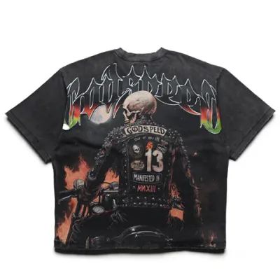 GODSPEED BIKER NATION GREY WASH TEE