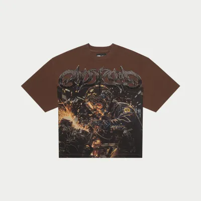 GODSPEED STEEL SHARPENS STEEL BROWN WASH TEE