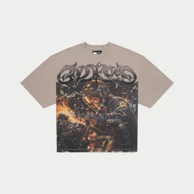 GODSPEED STEEL SHARPENS STEEL CLAY GRAY  TEE