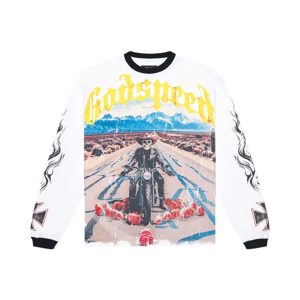 GODSPEED BIKER L/S TEE WHITE