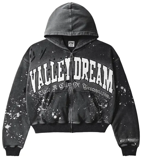 VALE BLACK PAINT ZIP UP HOODIE