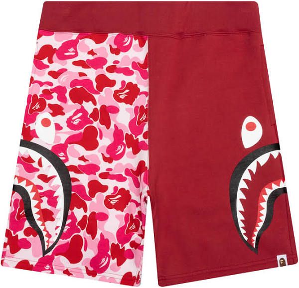 BAPE ABC CAMO SIDE SHARK SWEATSHORTS PINK/RED
