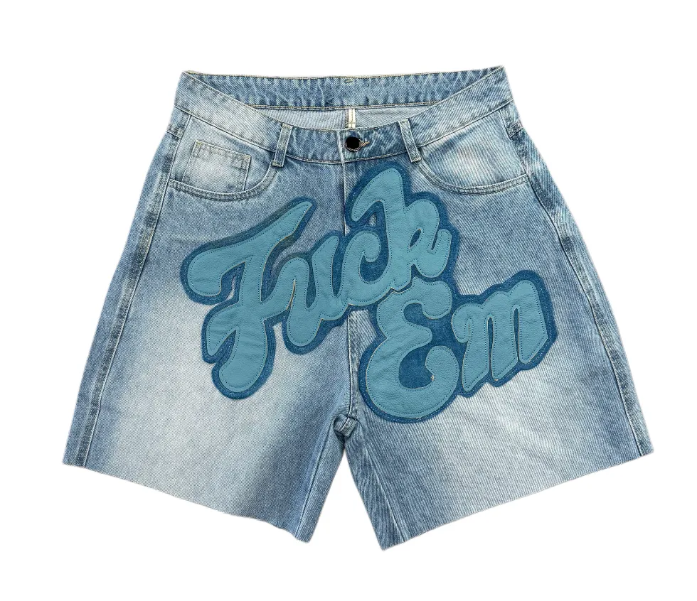 F**K EM NYC LOGO SHORTS BLUE