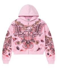 VALE PINK FLAG ZIP UP HOODIE
