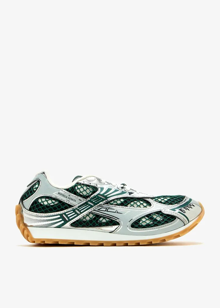 BOTTEGA VENETA ORBIT LACE UP SNEAKERS FOREST GREEN