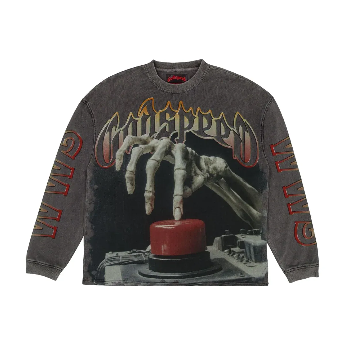 GODSPEED CODE RED GREY WASH TEE