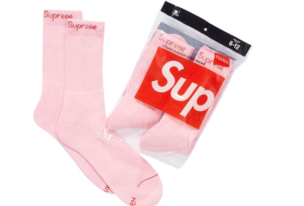 SUPREME X HANES PINK SOCKS